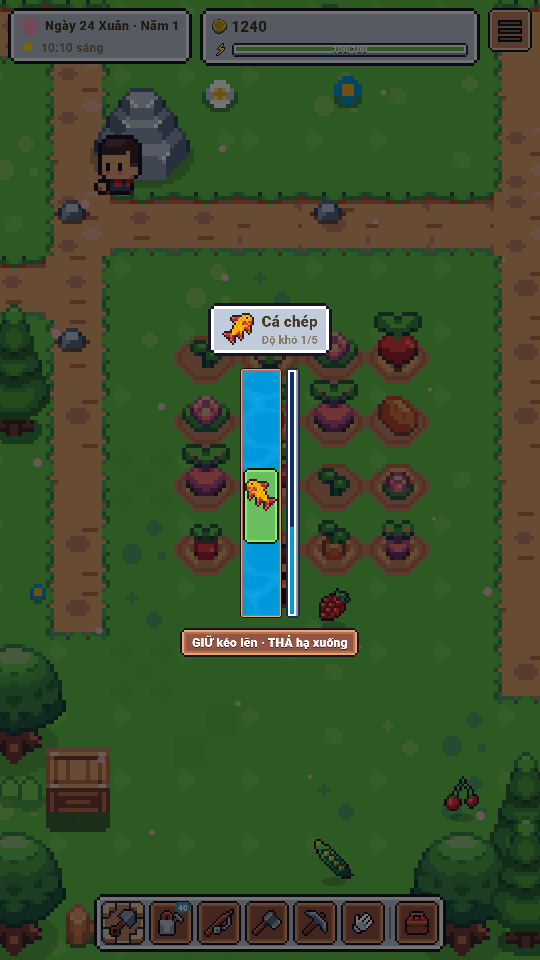 Mini-game câu cá với thanh kéo cá